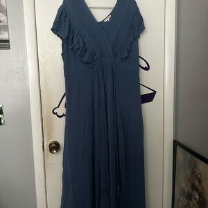 Baltic Born Blue Maxi Dress with Ruffle Accents